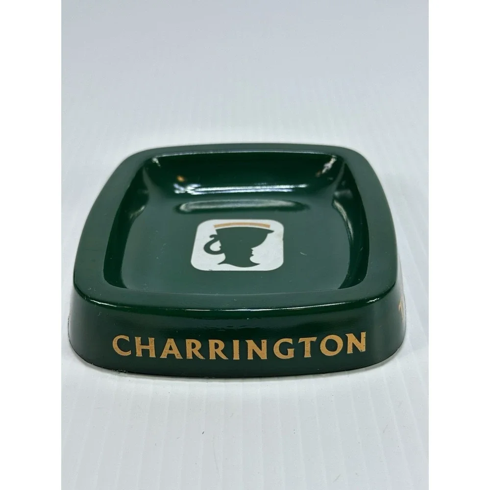 Vintage CHARRINGTON Toby Best Ale‎ Green Glass Heavy Ashtray Barware